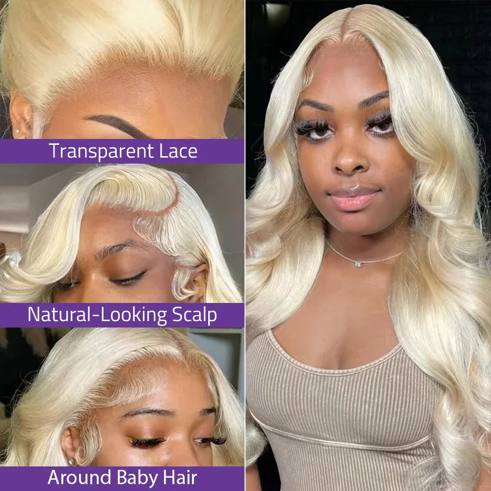 613 Blonde Body Wave Lace Frontal Wig Human Hair 220 Density 13x4 13x6 HD Transparent Lace Front Brazilian Pre Plucked Wigs