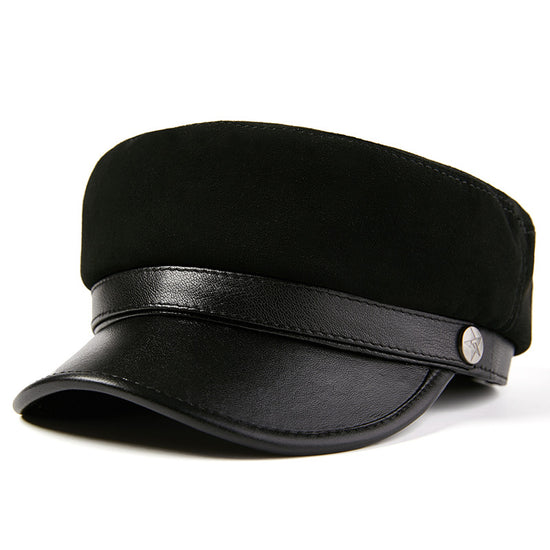 Fashion Sheepskin Flat-top Hat Youth Student&