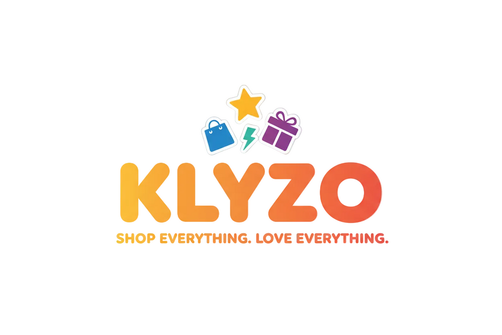 KLYZO logo with colorful icons and tagline on a white background